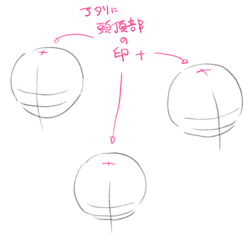 頭頂部を意識して後頭部を描くこと